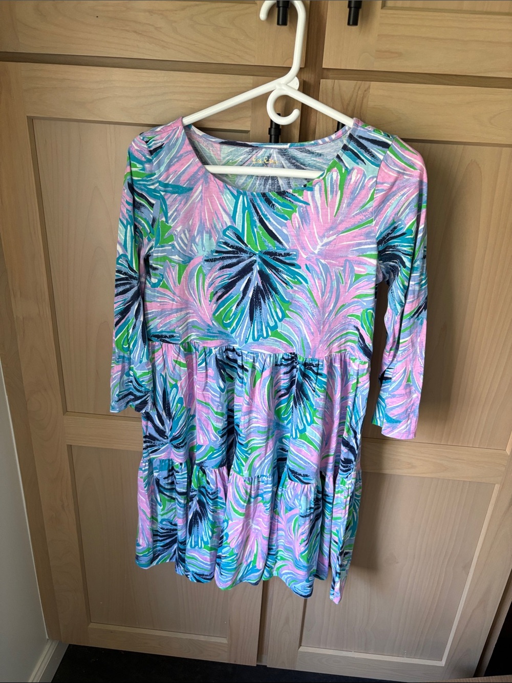 Lilly Pulitzer Pink Floral Long-Sleeve Tiered Dress